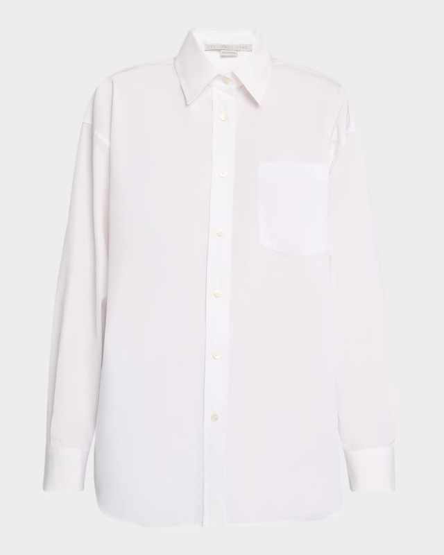 Poppy-Print Back Button-Down Shirt